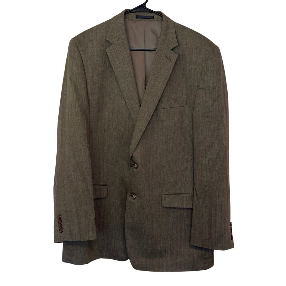 Lauren Ralph Lauren Suit Jacket Sport Coat Size 46L Tan Khaki Silk Wool Blend